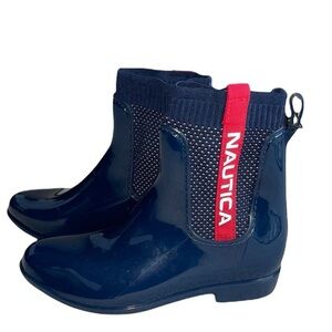 Nautica Nigel Waterproof Logo Sock Chelsea Rain Boots.
